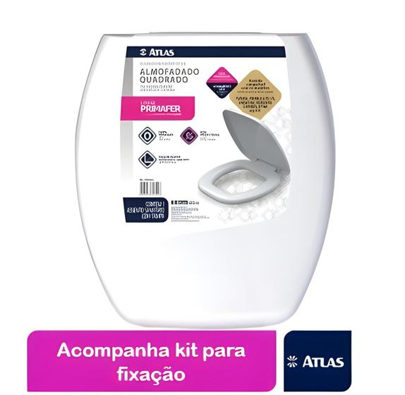 Imagem de Assento Sanitário Branco Almofadado Quadrado Atlas