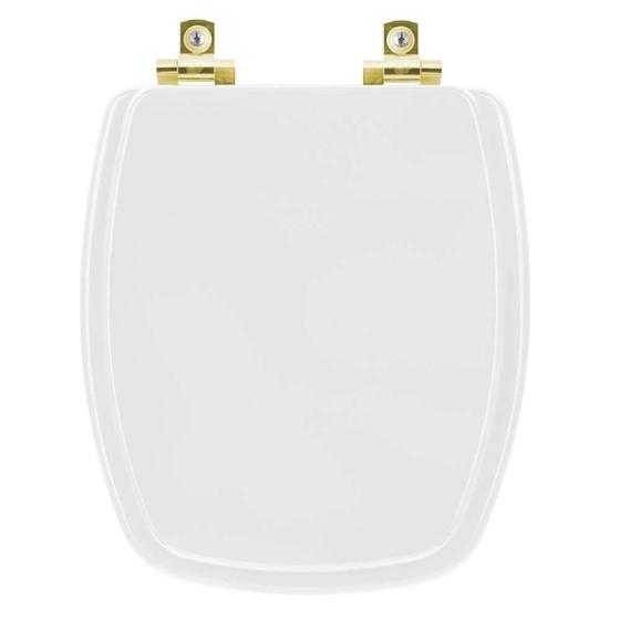 Imagem de Assento Sanitário com Amortecedor Amarilis Branco para vaso Fiori com Ferragem Dourada