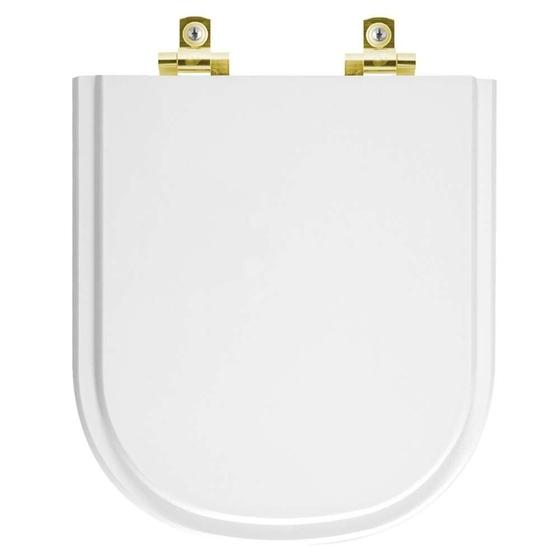 Imagem de Assento Sanitário com Amortecedor Etna Branco para vaso Icasa com Ferragem Dourada