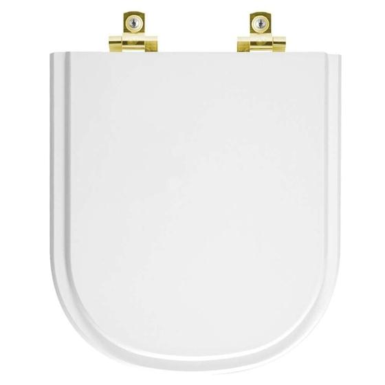 Imagem de Assento Sanitário com Amortecedor Flox Branco para vaso Fiori com Ferragem Dourada