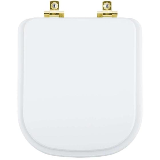 Imagem de Assento Sanitário com Fechamento Lento Elite Branco para vaso Celite com Ferragem Dourada