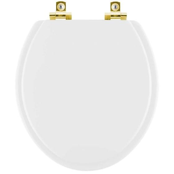 Imagem de Assento Sanitário com Fechamento Lento Fiori Branco para vaso Fiori com Ferragem Dourada
