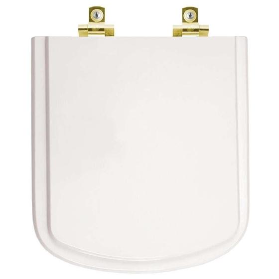 Imagem de Assento Sanitário com Fechamento Lento Lirio Branco para vaso Fiori com Ferragem Dourada