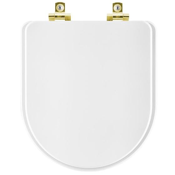 Imagem de Assento Sanitário com Fechamento Lento Nexo Branco para vaso Roca com Ferragem Dourada