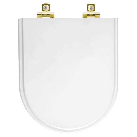 Imagem de Assento Sanitário com Fechamento Lento Smart Branco para vaso Celite com Ferragem Dourada