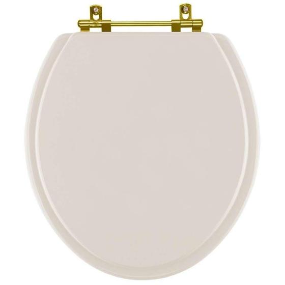 Imagem de Assento Sanitário Convencional Oval Amendoa para vaso Ideal Standard com Ferragem Dourada