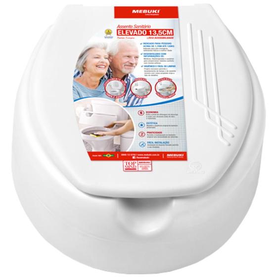 Assento Sanitário Elevado 13,5cm Branco - Mebuki Menor preço em Assento Sanitário Elevado 13,5cm Branco - Mebuki