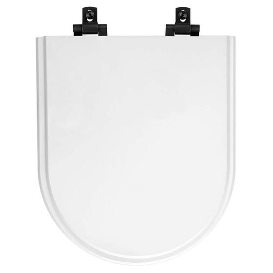 Imagem de Assento Sanitário MDF Soft Close Carrara Branco para Vaso Deca com Ferragem Preta
