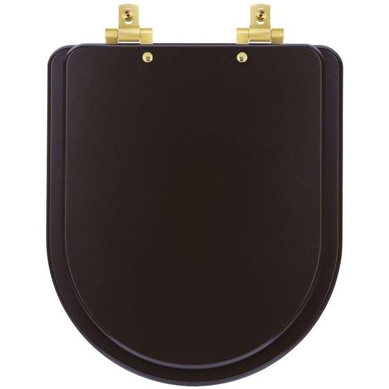 Imagem de Assento Sanitário MDF Soft Close Duna Marrom Fosco para Vaso Deca com Ferragem Dourada
