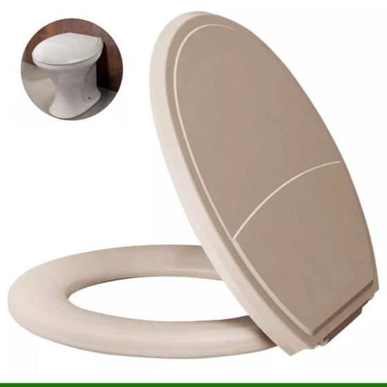 Assento Sanitário Oval Almofadado Slim Tampa de Vaso Sanitario Tampa Assento Privada Areia Menor preço em Assento Sanitário Oval Almofadado Slim Tampa de Vaso Sanitario Tampa Assento Privada Areia