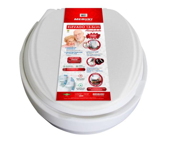 Imagem de Assento Sanitário oval Elevado 13,5cm almofadado - Branco