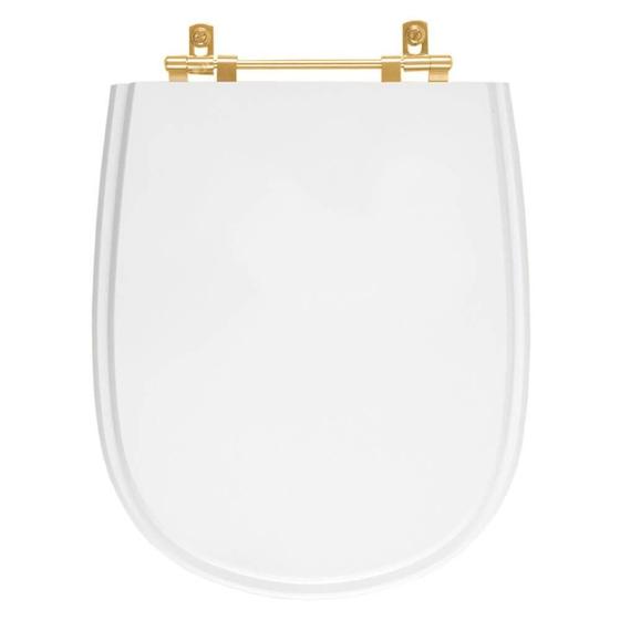 Imagem de Assento Sanitário Paris Branco para vaso Ideal Standard Com Ferragem Dourada