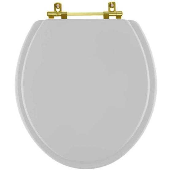 Imagem de Assento Sanitario Poliéster Convencional Oval Sterling Silver para vaso Ideal Standard com Ferragem Dourada