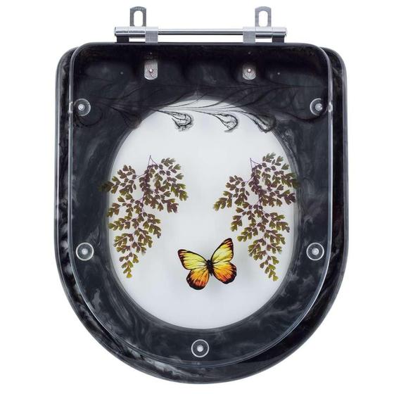Assento Sanitário Poliéster Decorado Borboleta Vogue Plus Preto para Vaso Deca Menor preço em Assento Sanitário Poliéster Decorado Borboleta Vogue Plus Preto para Vaso Deca