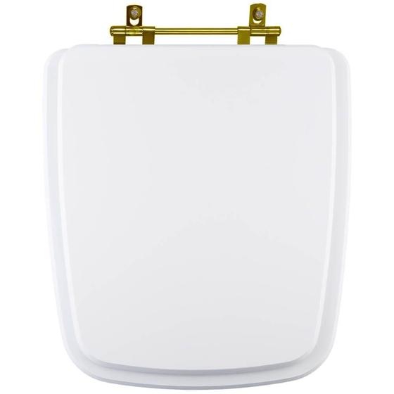Imagem de Assento Sanitário Poliéster Suite Branco Ferragem Dourada para vaso Incepa