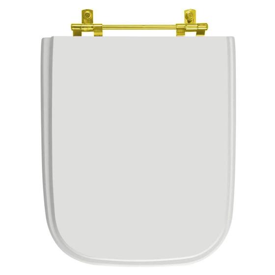 Imagem de Assento Sanitário Poliéster Tivoli Branco para vaso Ideal Standard Com Ferragem Dourada