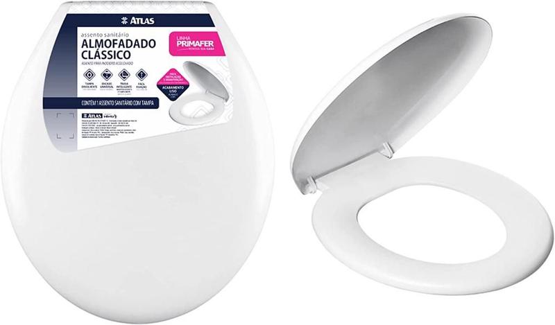 Assento Sanitário Universal Oval Almofado Atlas Primafer em Plástico - Branco Menor preço em Assento Sanitário Universal Oval Almofado Atlas Primafer em Plástico - Branco