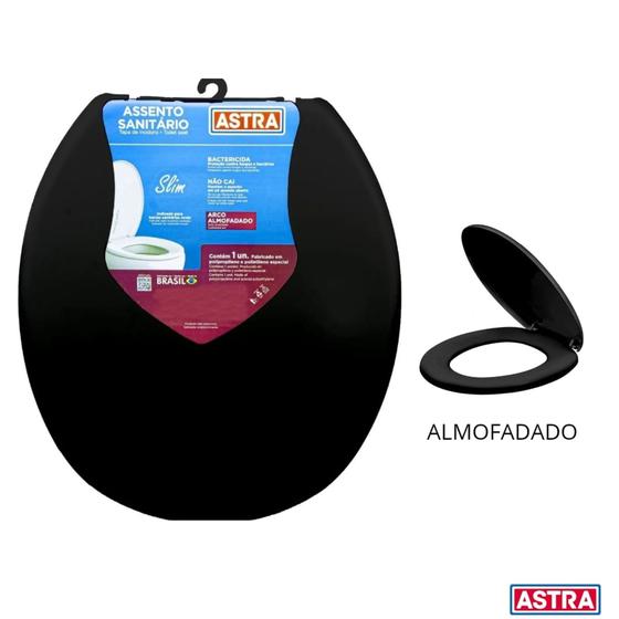 Imagem de Assento Tampa De Vaso Oval Universal Slim Almofadado Preto