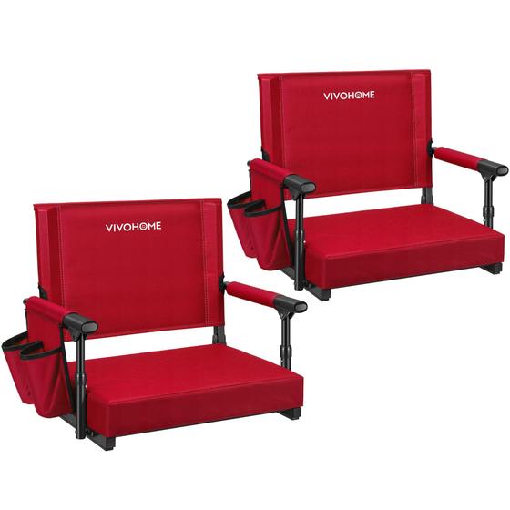 Imagem de Assentos de Estádio VIVOHOME com Apoio e Almofada - Pacote com 2 Assentos Vermelhos