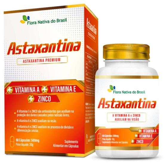 Imagem de Astaxantina Premium Vitamina A E Zinco 60 Cápsulas Flora