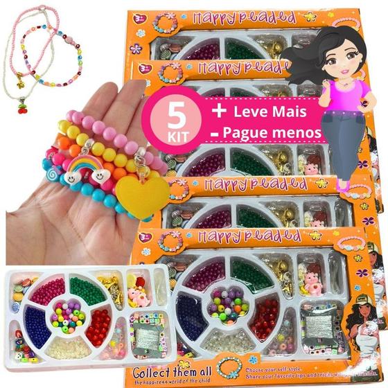 Imagem de ATACADO Kit Mix Miçangas p/ Pulseira Colar Presente Criativo Festa Menina Aniversário + 800Pçs