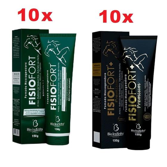 Imagem de Atacado Revenda 10 Pomada FisioFort 150g + 10 FisioFort Premium 150g