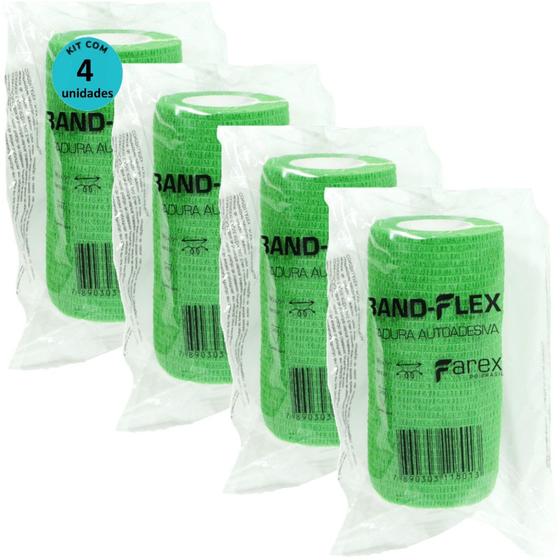 Imagem de Atadura 10cm VerdeBand-FlexAutoadesiva Para Animais Farex Kit Com 4