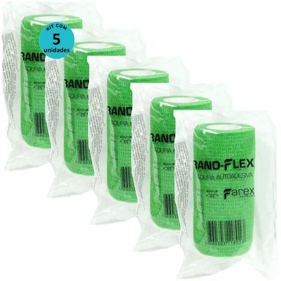 Imagem de Atadura 10cm VerdeBand-FlexAutoadesiva Para Animais Farex Kit Com 5