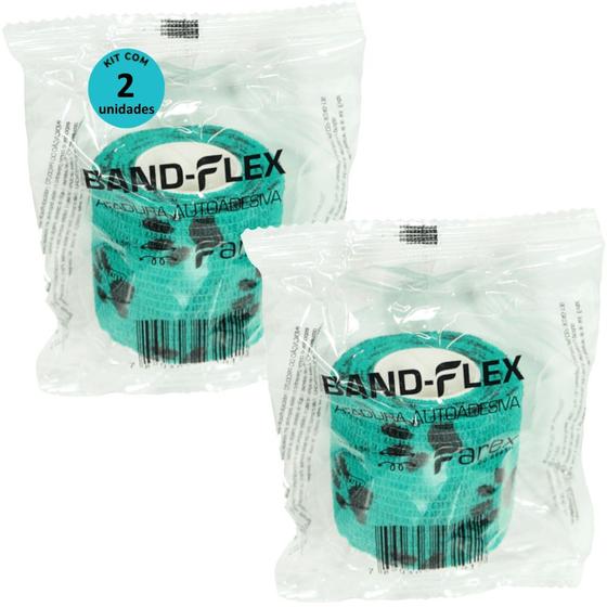 Imagem de Atadura 5cm Verde Com PatinhasBand-FlexAutoadesiva Para Animais Farex Kit com 2