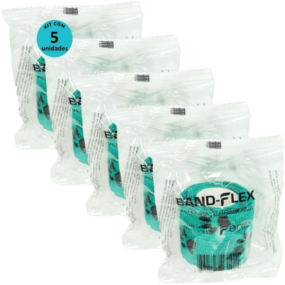 Imagem de Atadura 5cm Verde Com PatinhasBand-FlexAutoadesiva Para Animais Farex Kit com 5