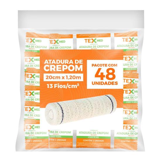 Imagem de Atadura Crepom Elástica 20cm Kit 48 Unidades - Texmed