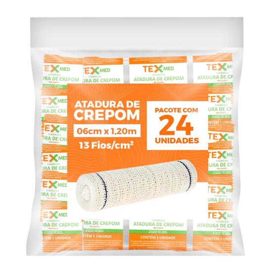 Imagem de Atadura Crepom Faixa Bandagem Elástica 06cmx1.2m Kit 24 Un