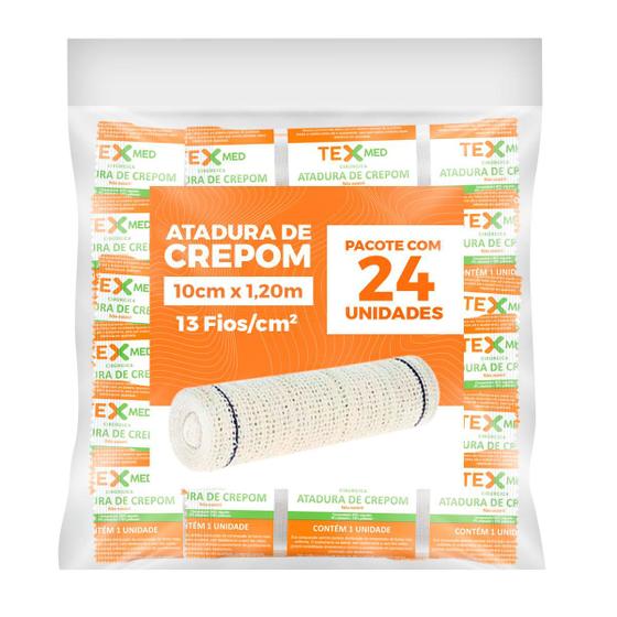 Imagem de Atadura Crepom Faixa Bandagem Elástica 10cmx1.2m Kit 24 Un