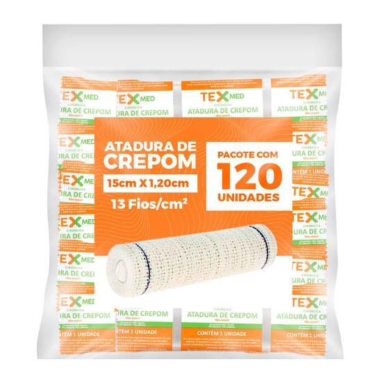 Imagem de Atadura Crepom Faixa Bandagem Elástica 15cm Kit 120 Unidades