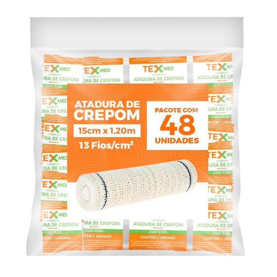 Imagem de Atadura Crepom Faixa Bandagem Elástica 15cm Kit 48 Unidades