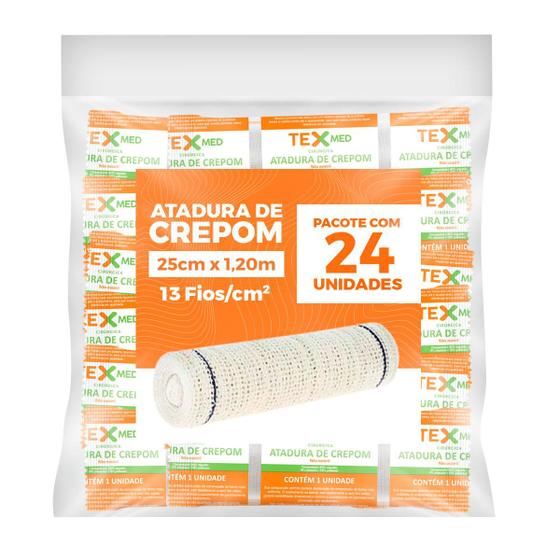 Imagem de Atadura Crepom Faixa Bandagem Elástica 25cmx1.2m Kit 24 Un