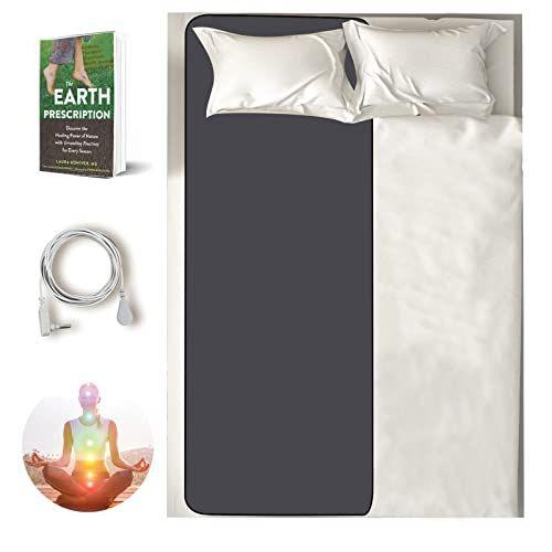 Imagem de Aterramento Tapete Folhas de Aterramento para Folha de Terapia de Terra Melhorar o Sono, Design Perfurado 100% Condutivo Carbono Leatherette Tapetes de Aterramento Tapete de Terapia de Aterramento (27'' * 71'')