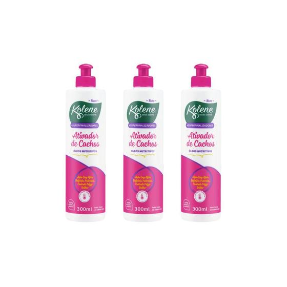 Imagem de Ativador de Cachos Kolene Oleos Nutritivo 300ml - Kit C/ 3un