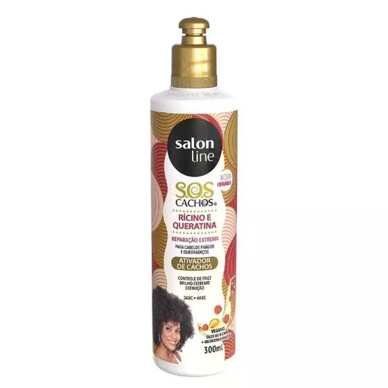 Imagem de Ativador de Cachos Rícino E Queratina Sos Salon Line 300Ml