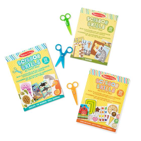 Imagem de Atividade de Tesoura Melissa & Doug - 3 Blocos com 20 Páginas Cada (Safari, Vida Marinha, Atividades) - Tesouras Seguras para Crianças