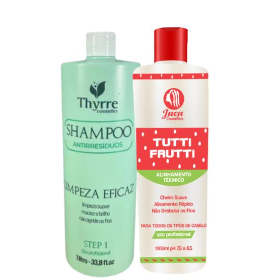 Imagem de Ativo Progressiva Selagem Tutti Frutti 1000ml + Shampoo Antirresíduo Limpeza Eficaz Thyrre 1000ml