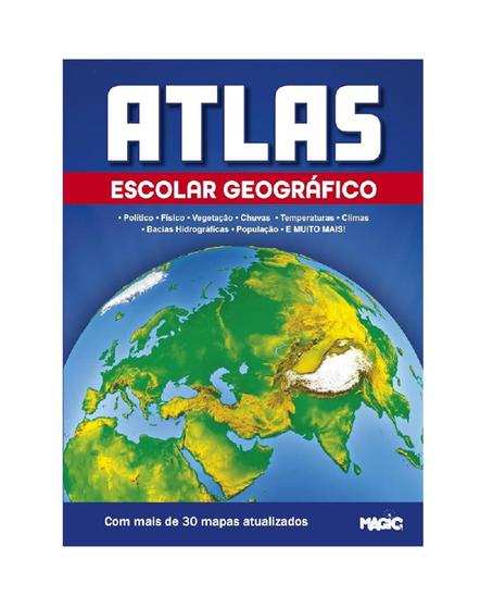 Imagem de Atlas Escolar Geográfico Com 30 Mapas  Atualizados