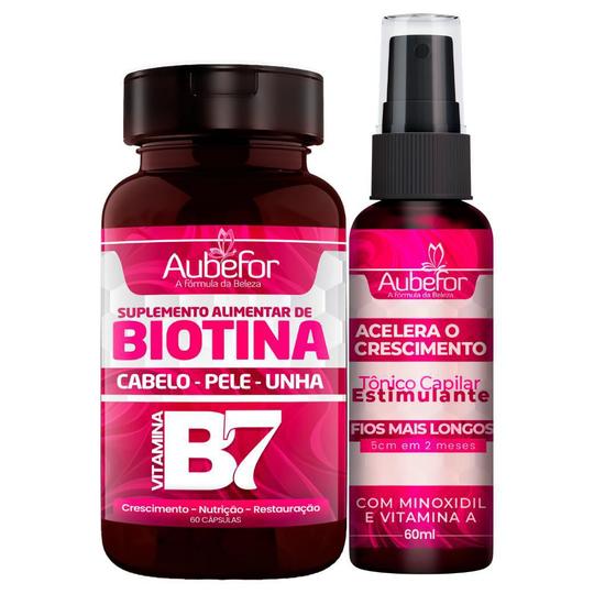 Imagem de Aubefor Tônico De Vitamina A E Biotina Vitamina B7 Kit Força
