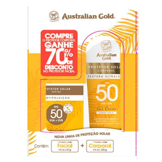 Imagem de Australian Gold Kit  Protetor Solar Corporal FPS50 200g + Protetor Solar Facial FPS50 50g