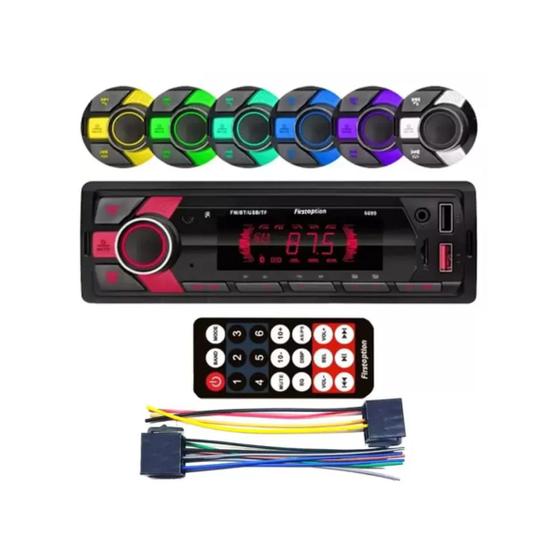 Imagem de Auto Radio Automotivo MP3 Bluetooth 2 USB 6699 7 Cores