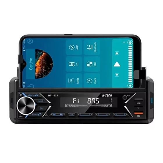 Imagem de Auto Radio H-Tech HT-1223 Bluetooth Mp3 Player Suporte Celular Usb 4x60 Rms