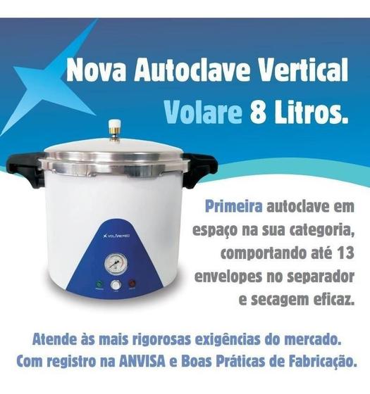 Imagem de Autoclave Manicure Vertical Analógica 8 Litros 220 Volaremed