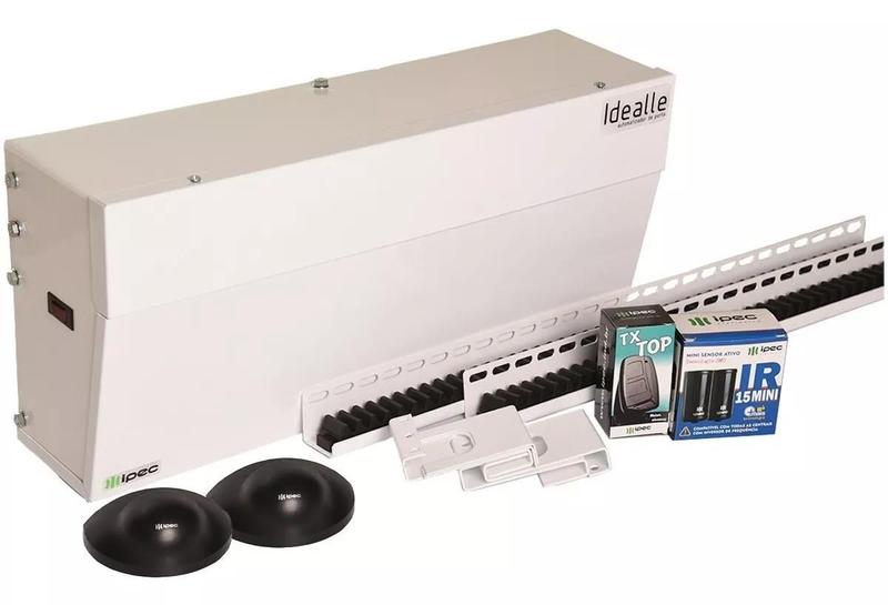 Imagem de Automatizador Idealle Porta Social Deslizante 1 Folha 60kg Porta 1,20 metros Cremalheira Sensor de Presença Controles Profissional Branca