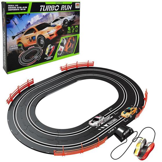 Imagem de Autorama auto pista turbo run circuito oval 2 carros + cabo usb e acessorios 19 pecas - DM BRASIL