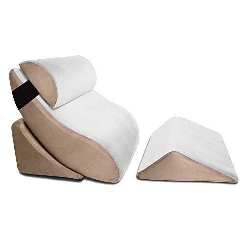 Imagem de Avana Kind Bed Orthopedic Support Wedge Pillow Comfort System  para Pós-Cirurgia, Azia, Ronco, Refluxo Ácido e DRGE, Conjunto de 4 Peças, Nuvem/Camelo